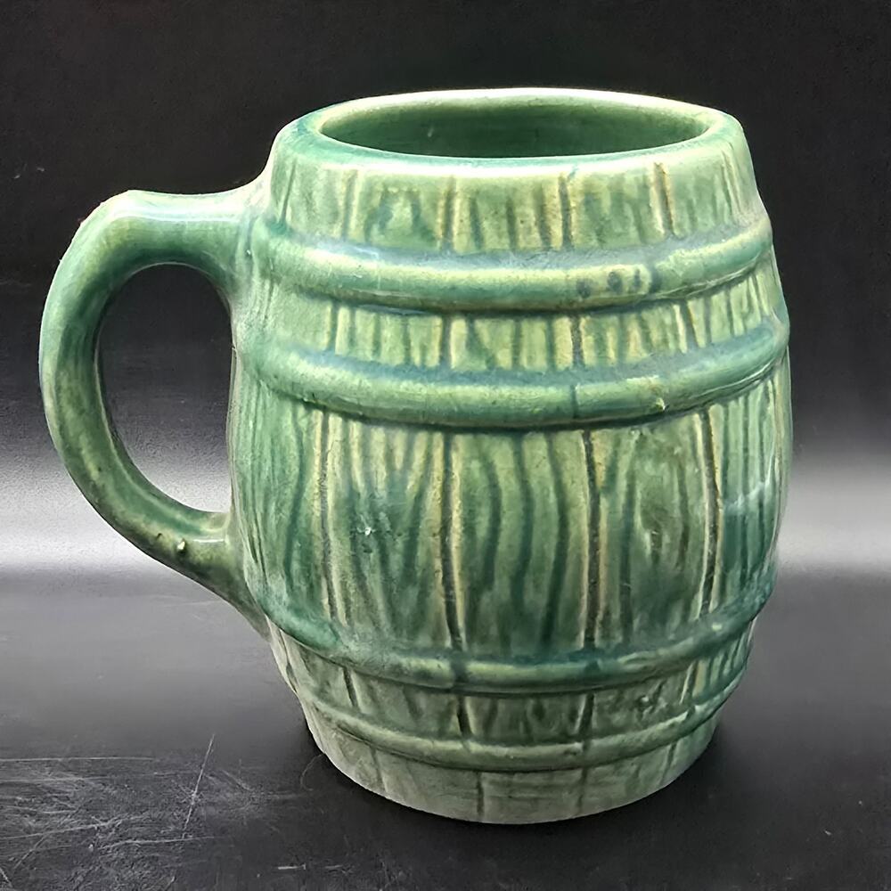 Nelson McCoy Green Barrel Mug Sanitary Stoneware Vintage #221
